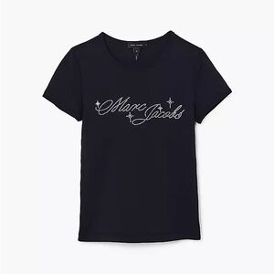 Marc Jacobs Black Tee with Silver Crystal Script